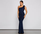 Henley Formal One Shoulder Glitter Dress